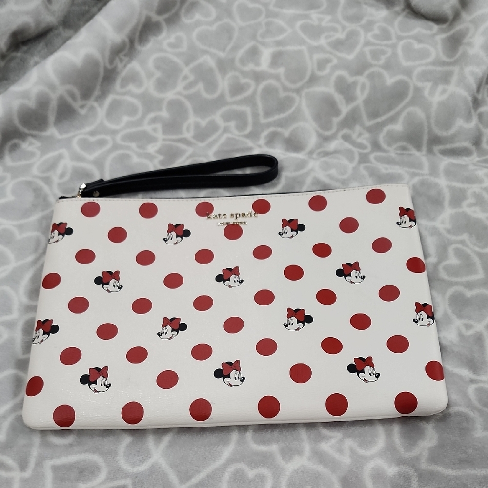 kate spade White & Red Minnie Mouse Polka Dot Wristlet Clutch - Picture 2 of 16